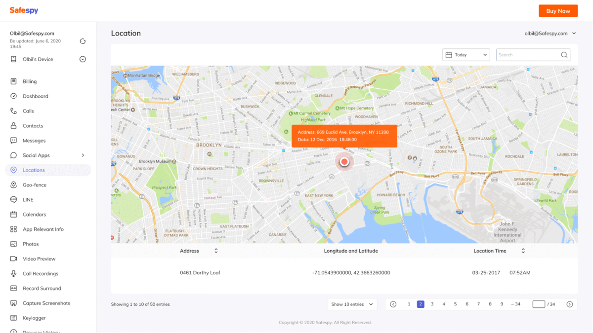 track location with Safespy